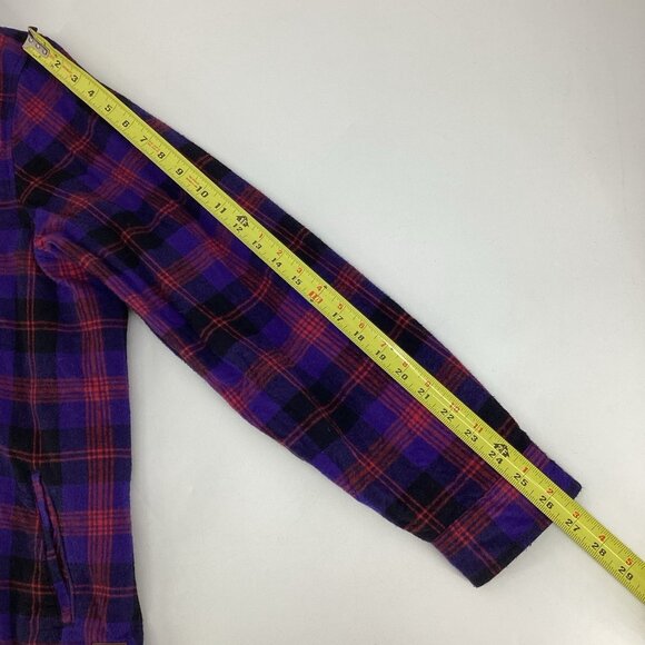 LL Bean Women’s Scotch Plaid Flannel Sherpa Lined Shirt Jacket Purple Black 2X - Picture 5 of 13